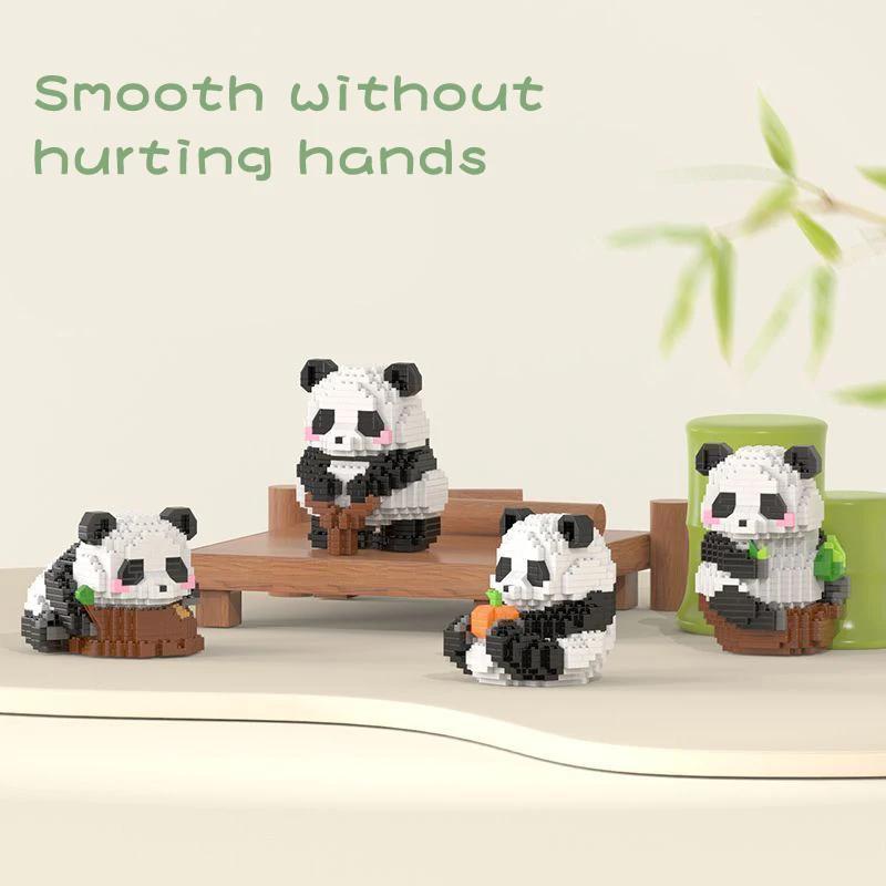 500PCS Creative Cute Mini Panda Building Blocks Micro Bricks Assemble Decoration Toy With Box Birthday Gift for Boys and Girls