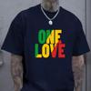 One Love Rasta Jamaican Reggae Style Men's T-Shirt Summer Daily Casual Men's Tee Outdoor Street Fashion Men's Short-sleeved Top