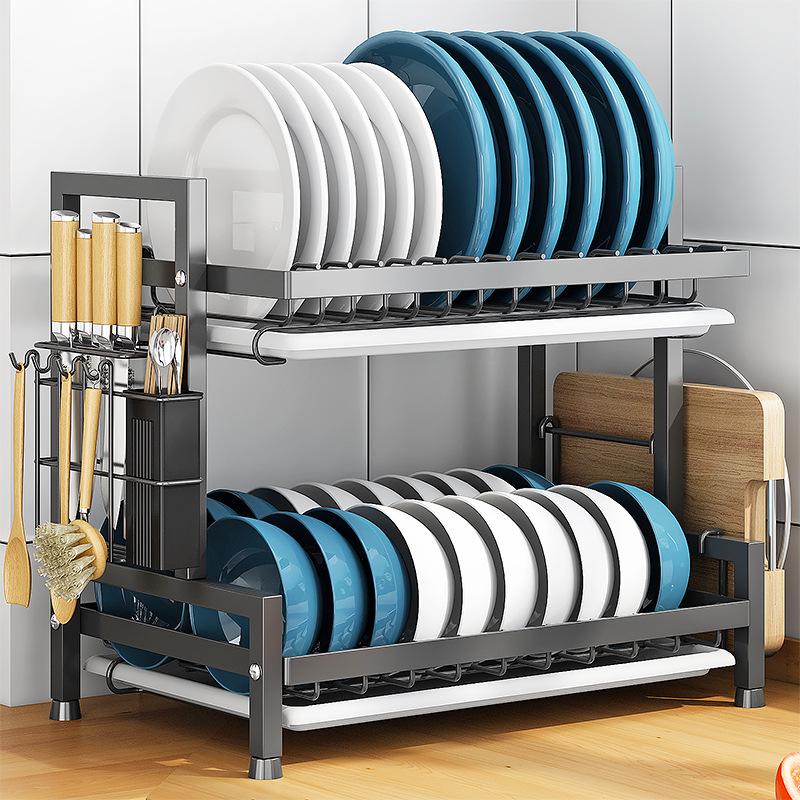 Multi-Layer Kitchen Dish and Bowl Rack with Drainage System
