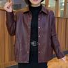 Fashionable Plus Size PU Leather Jacket for Women, Loose Fit Casual Mom Outwear