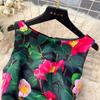 Summer Fashion Flower Vest Midi Dress Women's Sleeveless O-Neck Tank Floral Print Slim A Line Ball GownWomen Dresses