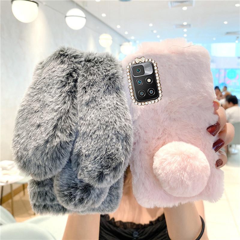 Cute Warm Winter Rabbit Plush Phone Case For Xiaomi 11T Pro 11 Lite 10T Poco F3 X3/Redmi 10 9 9A 9C 9T 8 8A Note 11 10 8T 9 pro/Samsung/huawei/iphone