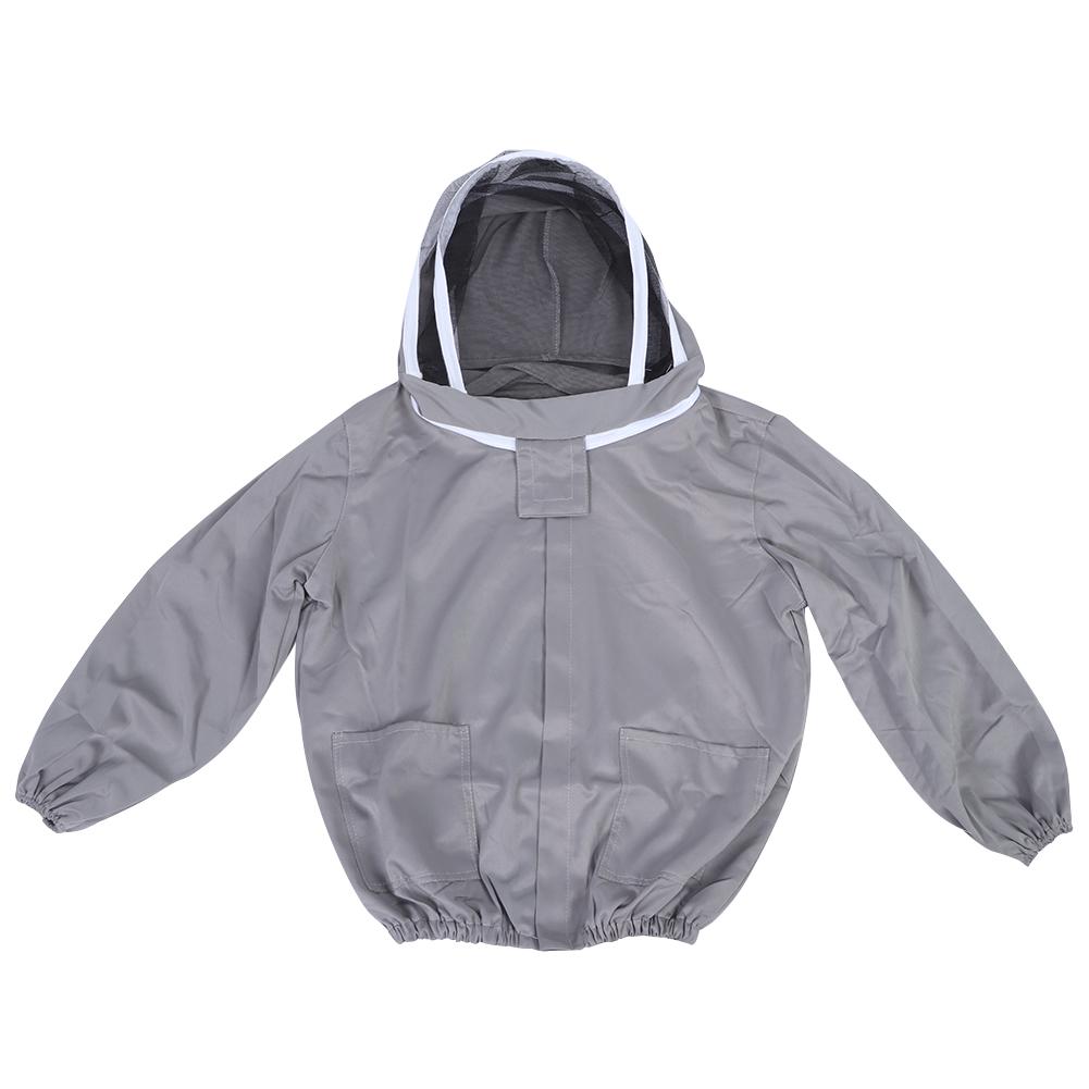 Beekeeping Protective Veil Jacket Bee Suit Smock with Double Zippers Beekeeper AccessoryGray