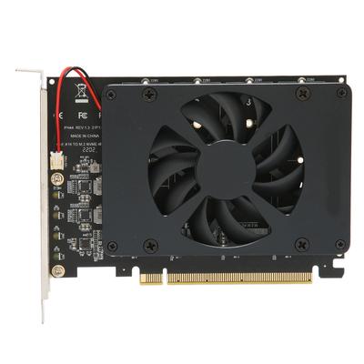 Адаптер M.2 PCIE PCIe 4.0 X16 на 4 порта M.2 NVMe с вентилятором охлаждения Карта NVME Raid 4x32Gbps M.2 SSD