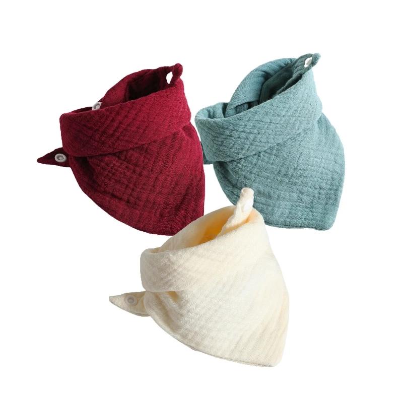3Pcs/lot Baby Muslin Bibs Soft Cotton Solid Color Bibs Saliva Towel Boys Girls Feeding Apron Bandana Drool Stuff Bibs