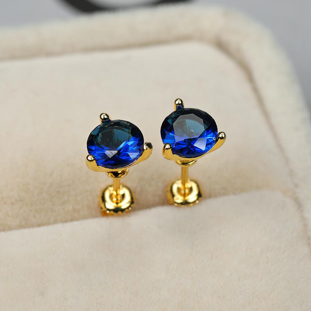 Серёжки гвоздики с кубическим цирконием и позолотой, размер камня 6х6 мм