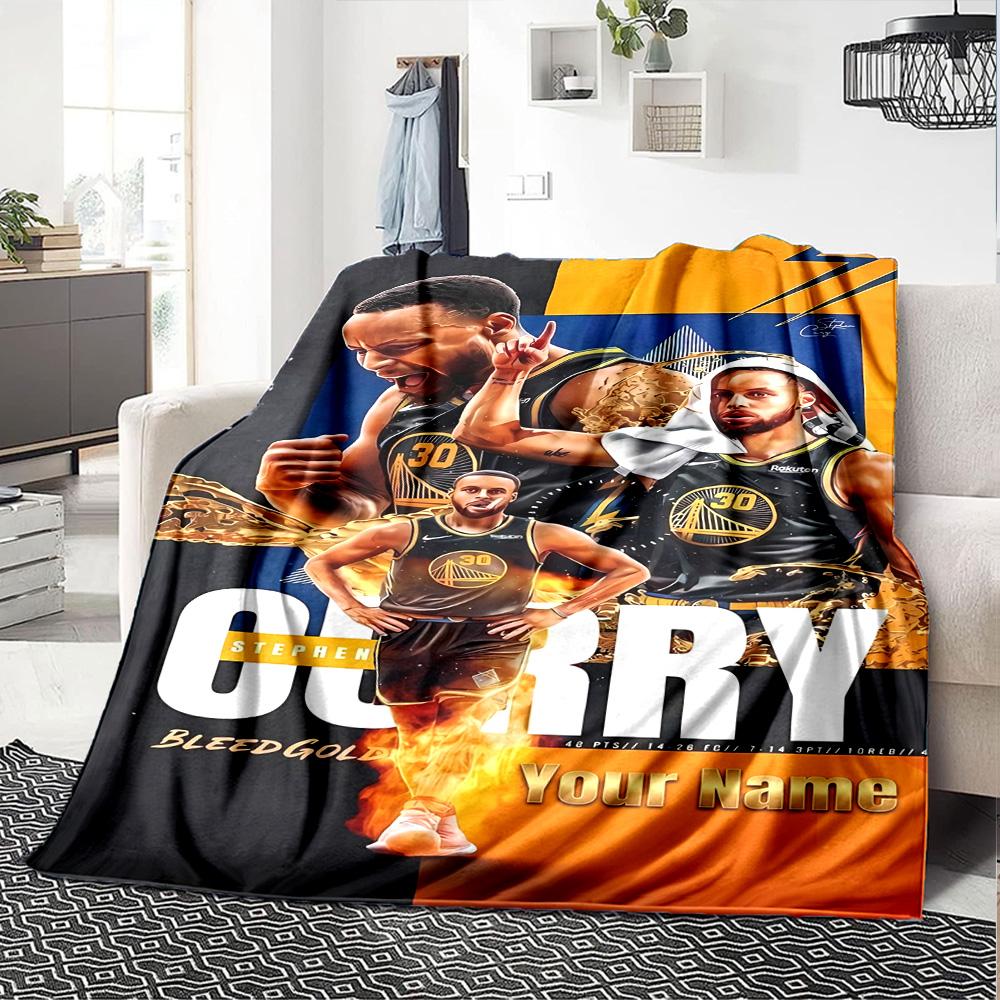 Golden State Curry Customize Your Name Blanket Multi-purpose Customizable Blanket Soft & Cozy for Chair Seaside Office Bed Four Seasons Universal
