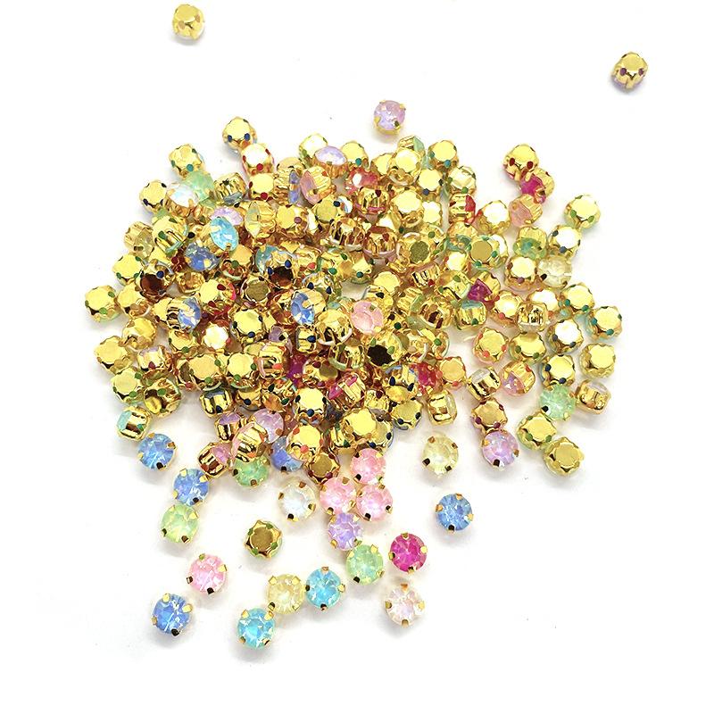 Glass Four Claw Single Claw Drill Mocha Protein Hand-sewn Rhinestone Handmade DIY Wedding Shoes Bags Apparel Accessories Rhinestone Sew On Beads