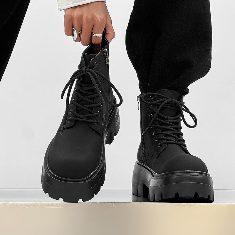 2025 весна и лето новые ботинки Мартина на толстой подошве с увеличением высоты мужские модные ботинки-локомотивы рабочие ботинки короткие ботинки в британском стиле 7112-J