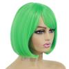 MISSQUEEN Женский модный зеленый прямой короткий парик Боб с челкой из синтетического волокна, зеленый парик для косплея на Хэллоуин