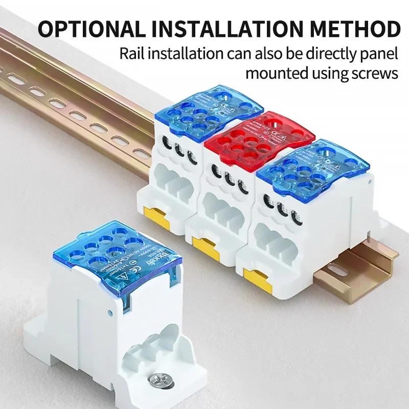 UKK80A Single-pole Splitter Box Large Current One Into Multiple Branch Line Terminal Rail Splitter 125A 160A 250A 400A