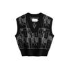 FW23 Letter Jacquard V-Neck Pullover Vest Knit Sweater Women Sweater Space-Black J222312