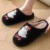 2024 Halloween Style Home Fluffy Slippers Women Winter Casual Warm Cotton Shoes Couple Flat Heel Soft Sole Plush House Slippers