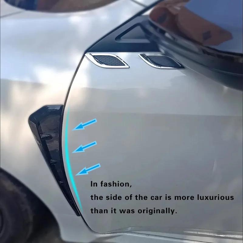 Car Side Fender Vent Sticker Pair Universal Fit ABS Plastic Decorative Wing Trim Black Finish Easy Install Exterior Accessories