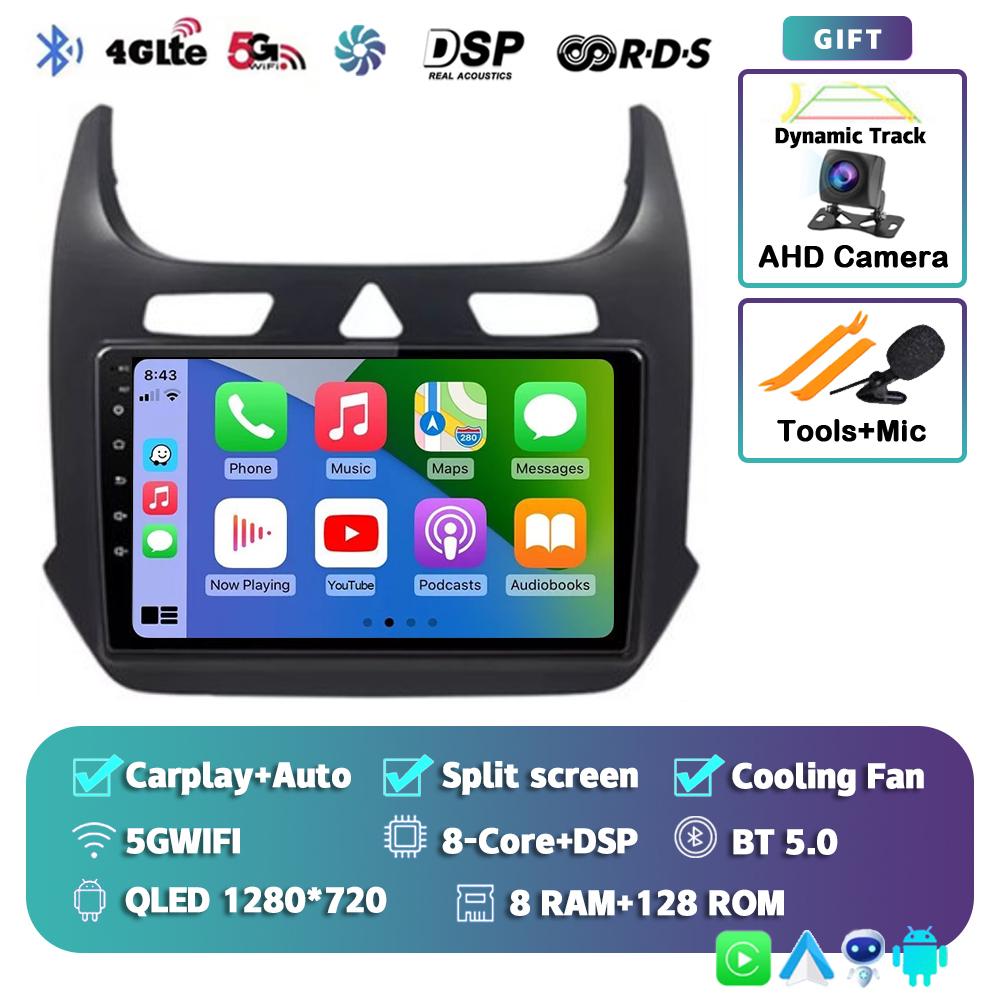 Android 14 Автомагнитола с CarPlay для Chevrolet Cobalt 2 2011-2018 Мультимедийный видеоплеер WIFI+4G GPS 2Din DVD Головное устройство Стерео QLED