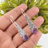 Серьги с аметистом, Ювелирные изделия с драгоценными камнями, Серьги из стерлингового серебра 925 пробы, Ювелирные изделия ручной работы, Серьги с камнем рождения, Подарок для нее