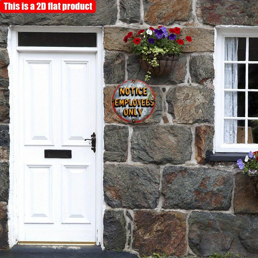 2D Flat 20*20cm1pc Notice Employees Only Warning Round Company Sign, Orange&gray Vintage Wall Art Pendant, Weathered Surface Design Warning Plate