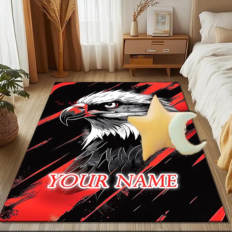 1PC Custom Name Eagle Power Artwork Theme Floor Mat Ideal for Living Room, Game Rooms, Office, Bedroom Floor Mat Playful Design
