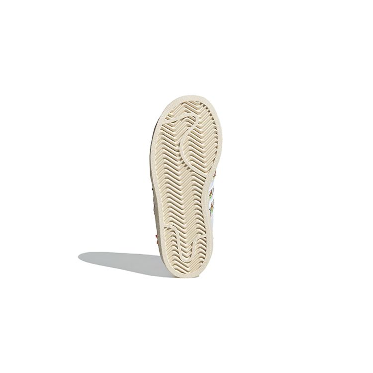 Adidas Originals Superstar Round Toe Durable Low Top Kids Skate Shoes Kids Sneakers White Orange IF4328