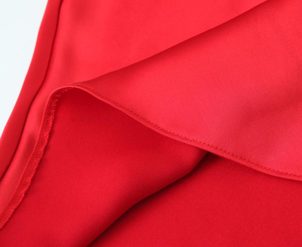 European & American Style Layered Silk Satin Spaghetti Strap Dress