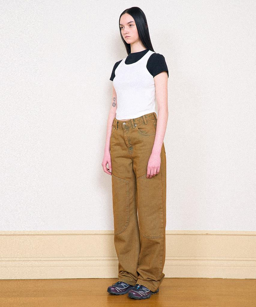 PARTIMENTO WOMEN Double Knee Jeans_Washed Beige