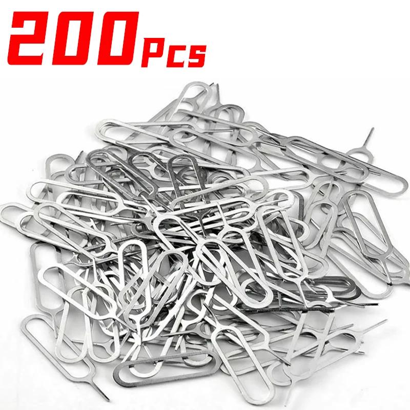 1-200pcs SIM Card Removal Tool Stainless Steel Ejector Pin Key for IPhone Samsung Huawei Android Phone Tray Opening Anti Lost
