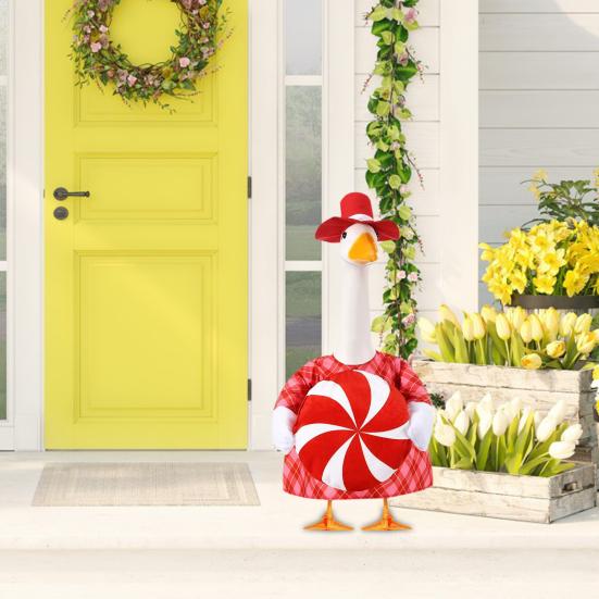 Рождественский наряд для гуся Красная официальная шляпа и клетчатая одежда для гуся Рождественская конфета Костюм гуся для крыльца