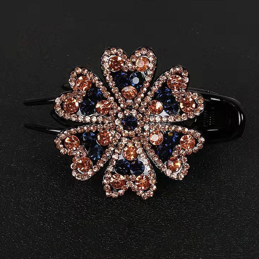 Hair Claws For Girls Rhinestone Duckbill Clips Crystal Hairpins Flower Hair Clips Women Barrettes