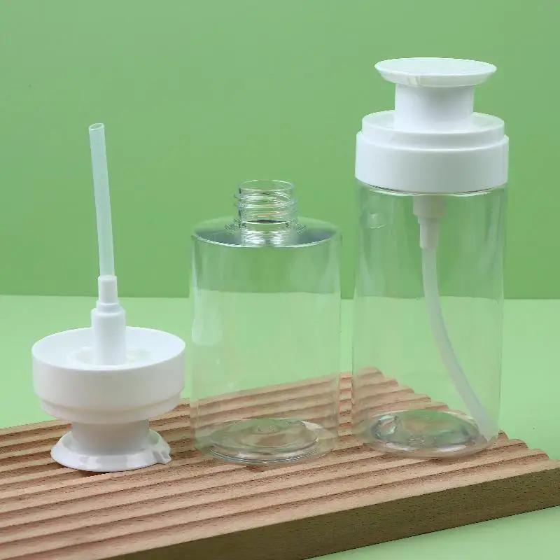 150ml200ml300ml Transparent Flat Shoulder Press Lotion Bottle Empty Essence Water Facial Cleanser Dispenser Cosmetic Containers