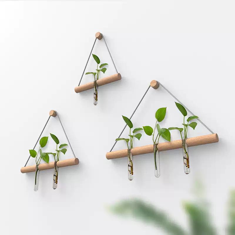 Elegant Wall Hanging Hydroponic Vase with Hemp Rope for Plants and Pothos