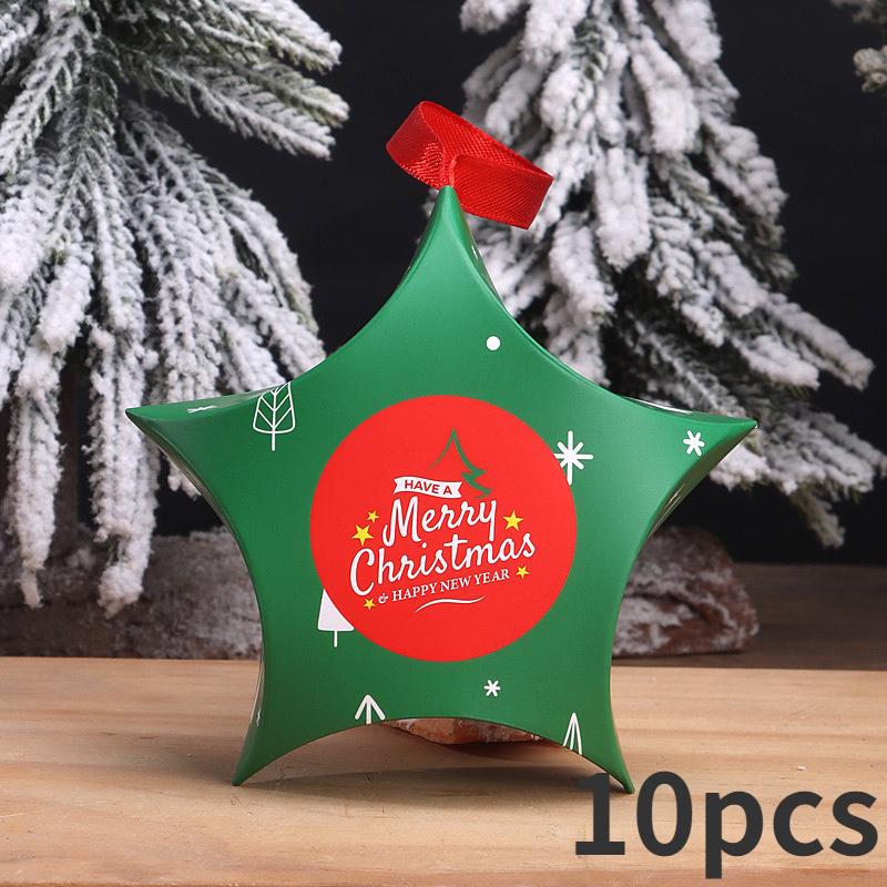 10 шт., Упаковочная коробка в форме рождественской звезды, Упаковочная коробка для конфет и шоколада, Упаковочная коробка для подарочных украшений, Коробка для печенья, Товары для рождественской вечеринки