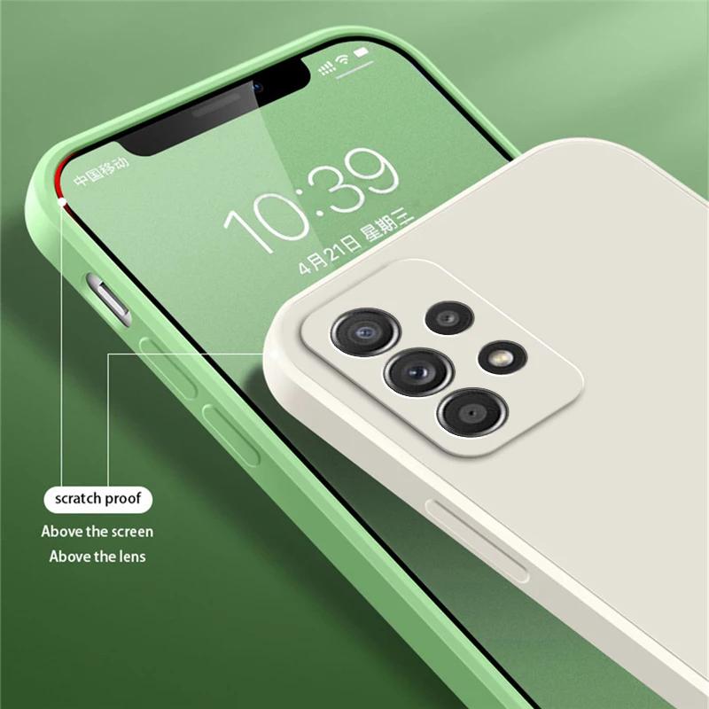 Оригинальные квадратные жидкие силиконовые чехлы для Samsung Galaxy A22 A32 A42 A52 A52S A72 5G 360 защитные мягкие противоударные чехлы для телефонов