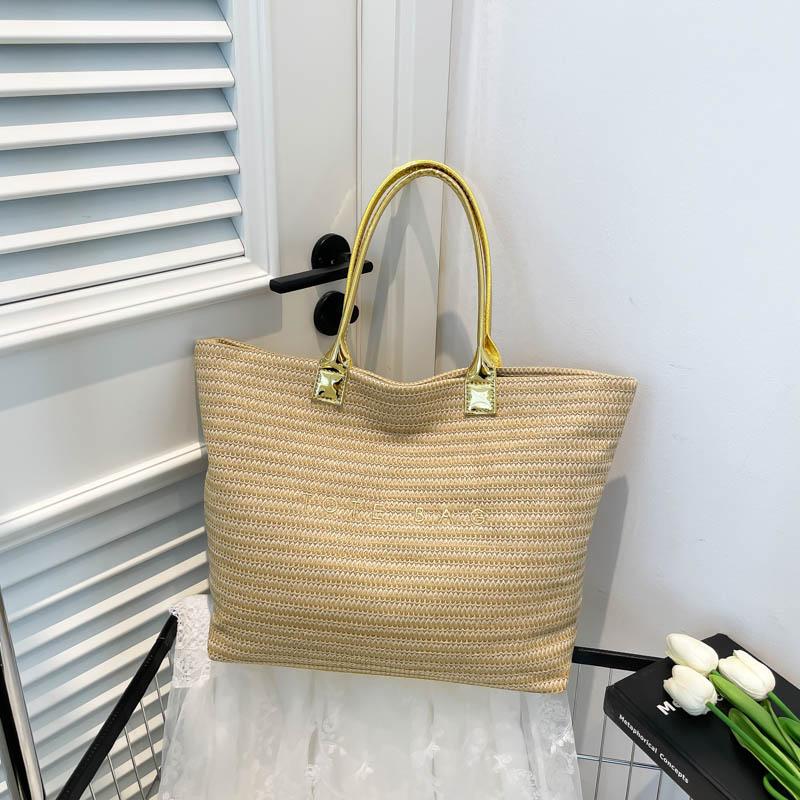 2025 Fashion Casual New PU & Straw Woven Tote Bags Solid Large Capacity Popularity Exquisite Hot Trendy Shoulder Bags for Women