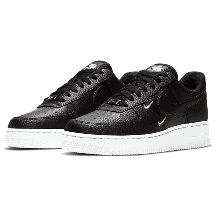 Nike Womens Air Force 1 '07 Essential 'Tumble Leather - Black' (women's sizes) Black / Metallic Silver / White / Black Skate Shoes CT1989 002