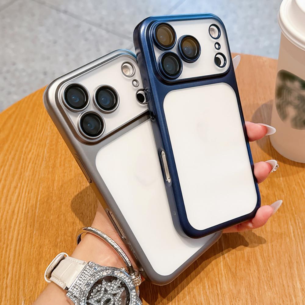 17ProMax Look Plating Matte Hard Pc Phone Case For iPhone Air 17 16 15 14 13 Pro Max Transparent Back Cover Luxury Thin Shell