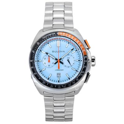 Racer Chronograph из нержавеющей стали с синим циферблатом, кварцевые часы 98B432 100M для мужчин