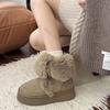 Fur Snow Boots Women Autumn Winter Shoes New Thick Bottom Furry Warm Padded Short Boots Lace Up Solid Casual Plush Ankle Botas