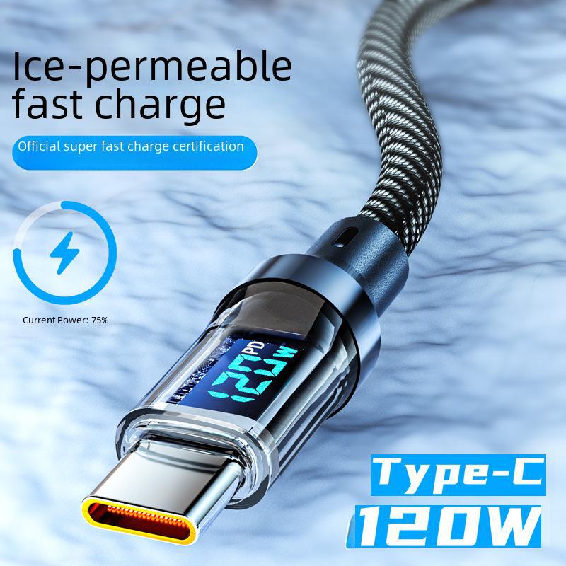 Сверхбыстрый зарядный кабель USB-C мощностью 120 Вт со светодиодным индикатором питания