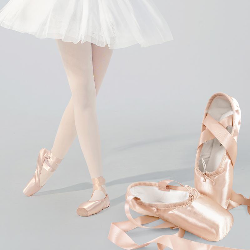 Girls Women Ballet Pointe Shoes Ballerina Adult Professional Satin Canvas Pink Ballet Dance Shoes