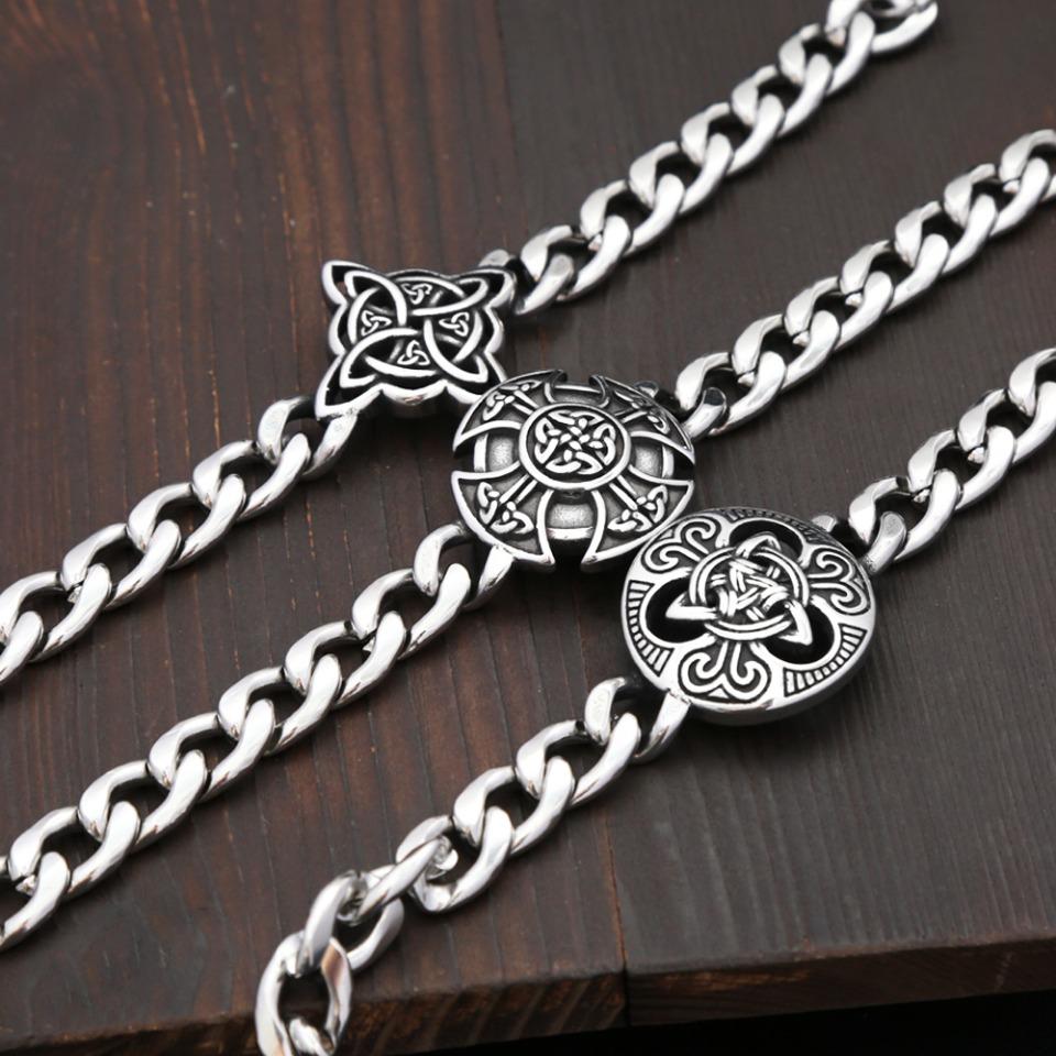 Винтажный браслет-цепочка с ведьминским узлом из нержавеющей стали 316L в скандинавском стиле, викингский кельтский узел, браслет для мужчин и женщин, амулет, украшение.