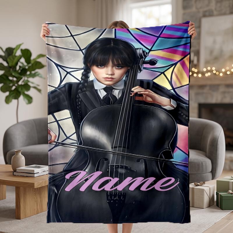 Wednesday Custom Flannel Blankets Soft Warm Cozy Throws for Home Decor Holiday Gifts