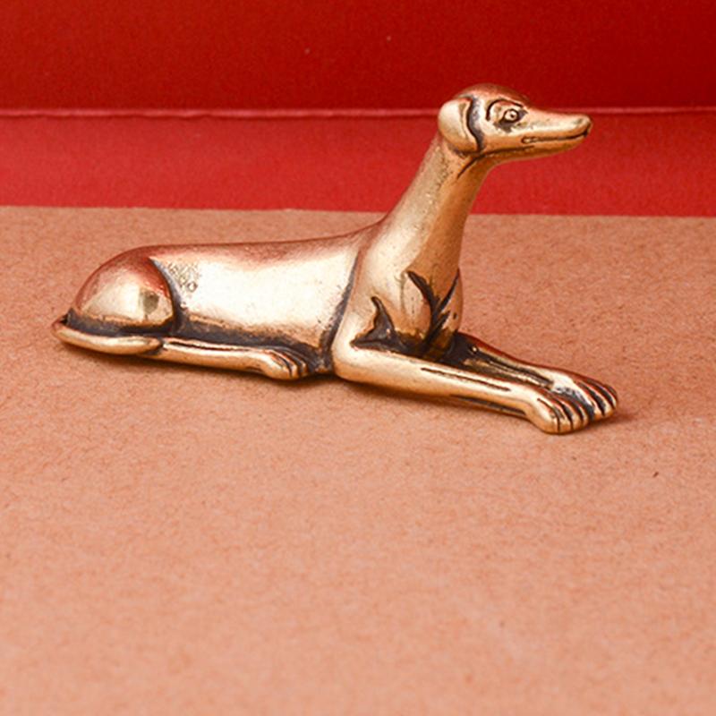 Solid Brass Loyal Dog Desk Ornaments Vintage Copper Animal Miniatures Figurines Decorations Gifts Home Decor Crafts Accessories
