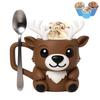 Держатель пинты мороженого «Олень» с прорезью для ложки, термозащита, подставка под чашку, форма животного, рождественский держатель для стакана мороженого