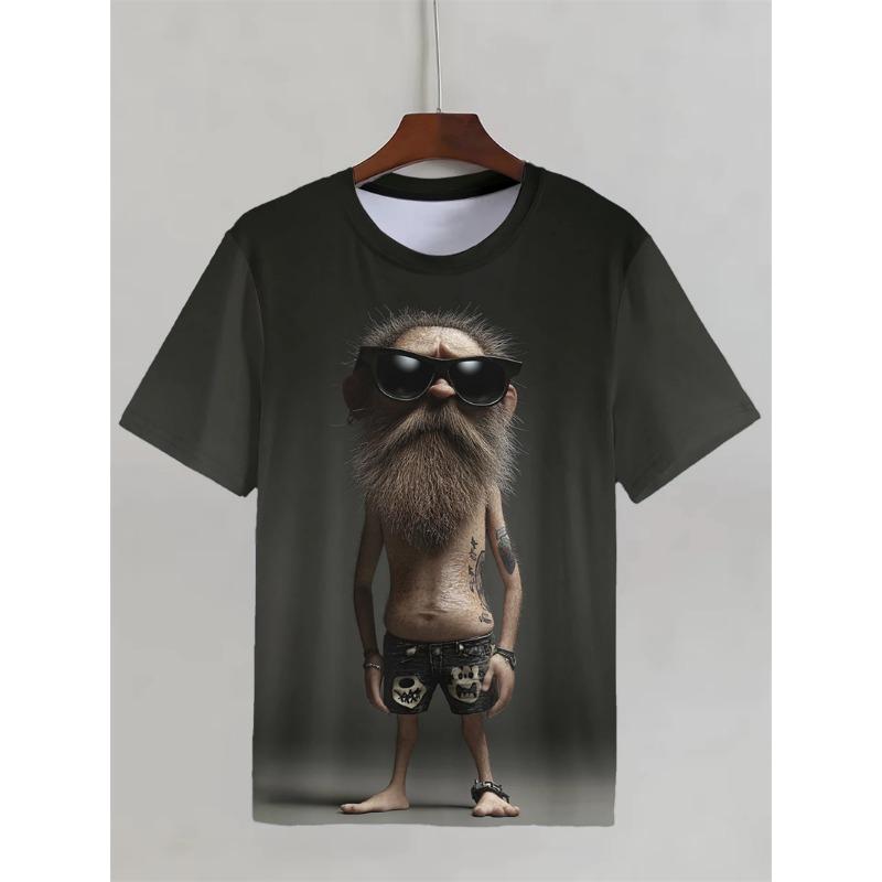New Street Style Funny Men's Clothing Casual T-shirt 3D Printing Fun Animal Graphics Short Sleeved Loose Round Neck Top For Men