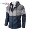 Cozy Up Autumn  Hooded Warm Sweater for Men with Thick and Velvet Men Knitted Sweatercoats Patchwork Jacket Male