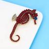 Red Retro Seahorse Shaped Brooch, Fashionable and Versatile Animal Women's Accessory