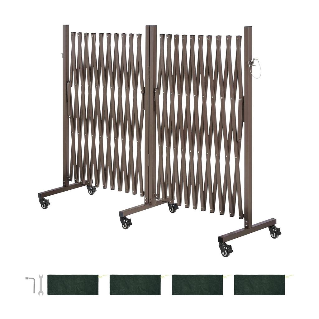 VEVOR Double Expandable Barricades, 8.18m Expandable Safety Barrier, 0-180 degrees Rotatable Mobile Barricade with Locking Casters