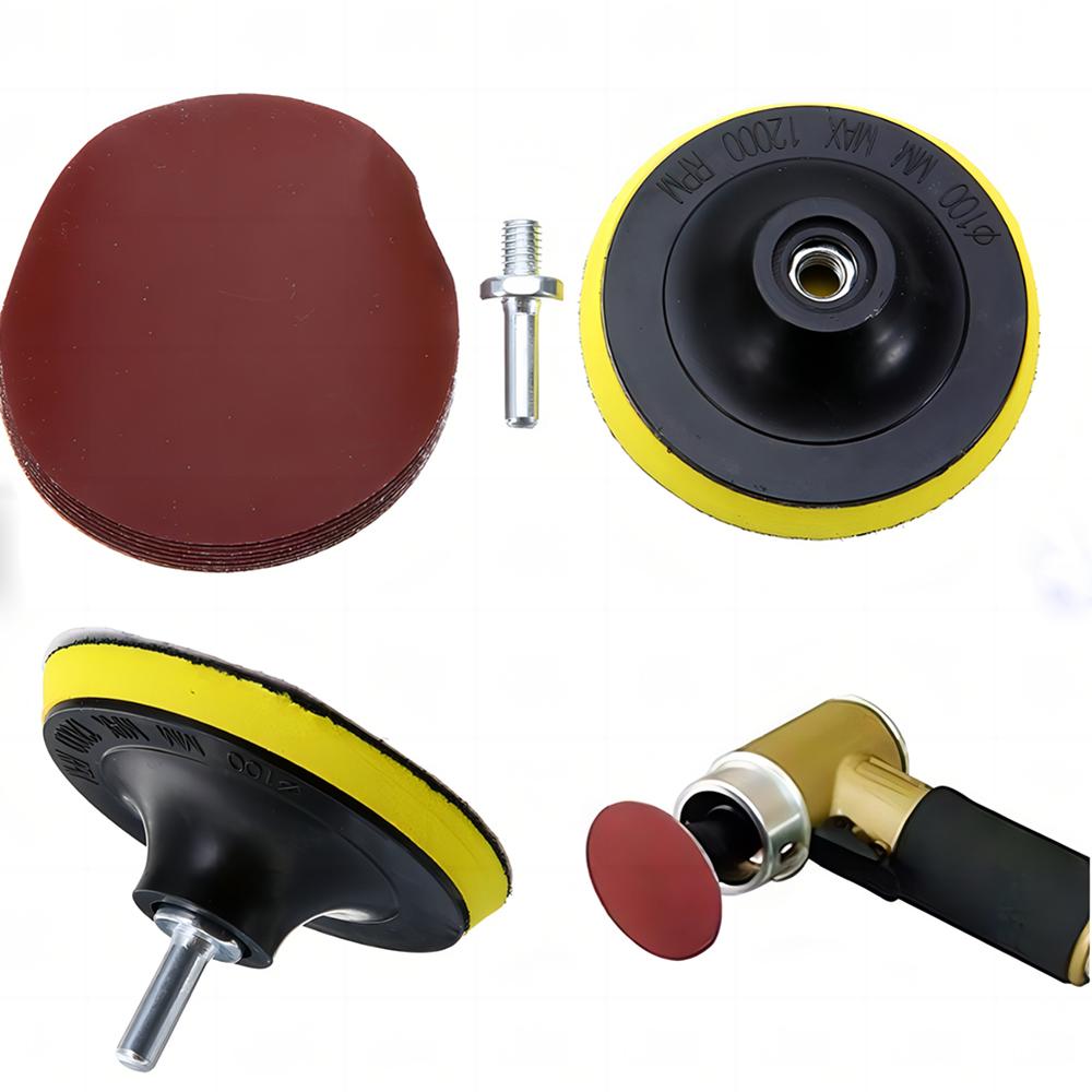 4 Inch Sanding Disc 100mm Hook & Loop Sand Paper 1000 Grit Backing Pad M10 M14 Drill Adaptor 12 PCS Set Polishing Abrasive Tools