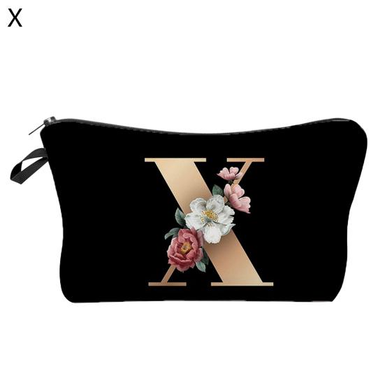 Cosmetic Bag 3D Digital Printing Letter Flower Pattern Female Multipurpose Delicate Pencil