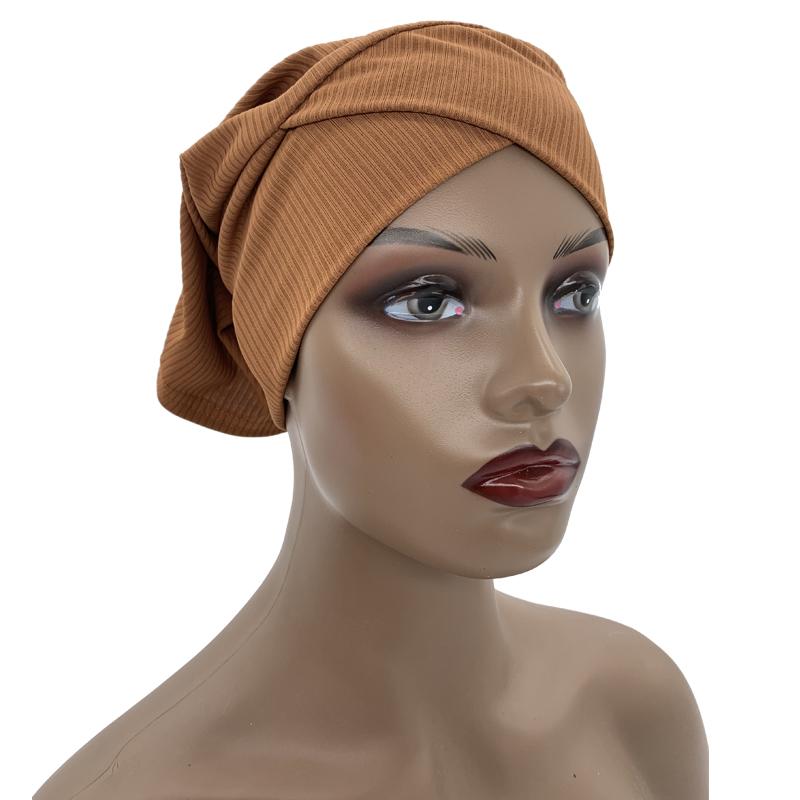 Ribbed Cross Front Under Scarves Muslim Inner Hijab Cap